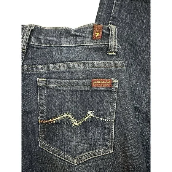 7 for All Mankind Straight Leg Jeans Size 27 Dark Wash Pocket Design USA Made - Picture 5 of 7